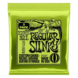 Ernie Ball Regular Slinky Cuerdas de Guitarra Eléctrica de Níquel Enrollado, Paquete de 3, Calibre 10-46 (P03221)