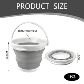 1Pc Collapsible Bucket 5L, folding bucket foldable bucket for RV Home Outdoor Camping Beach Car Washing Laundry Wash Tub for Cleaning White-Gray