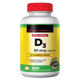 Signature Extra Strength D3 50 mcg., Helps Support Bone, Teeth, Muscle and Immune Health - 600 Softgels