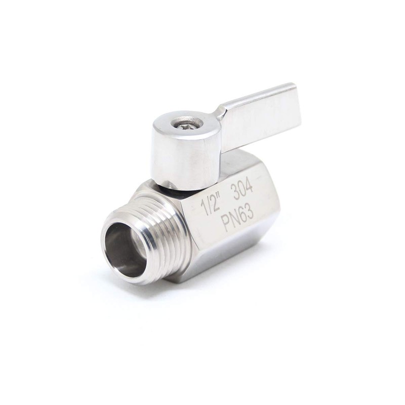 New 1/2" Stainless Mini Ball Valve NPT Famale x Male