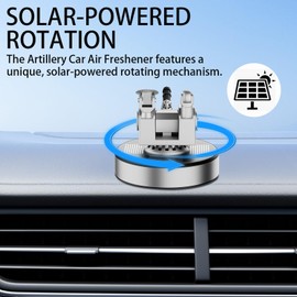 Artillery Car Air Freshener – Solar Powered Rotating Aromatic Diffuser for Car Interior Dashboard, 2025 New Decoration & Accessories for Men, Women, and Military Enthusiast