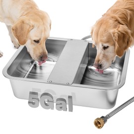 5 Gallon Automatic Dog Water Dispenser, Large Dog Water Bowl Dispenser for Outdoor, Stainless Steel Pet Bowl for Waterer Auto Fill Pet Waterer for Livestock Dogs Cats Chicken Fit 3/4'' GHT Faucet