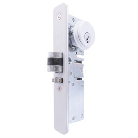 elox Narrow Stile Aluminum Door Mortise Deadlatch Lock Double Keyed Cylinder & 4 Keys, Handing Reversible, 31/32" Backset, in Aluminum Finish