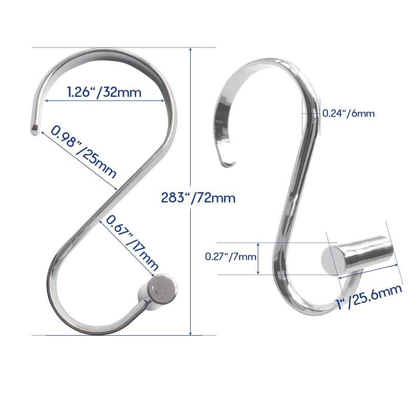 Metal Shower Curtain Hooks,Rust Proof Shower Curtain Rings for Bathroom,T-Bar