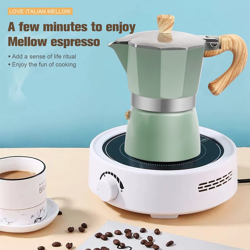 OonlyoO - Máquina de café expreso italiana de aluminio, quemador