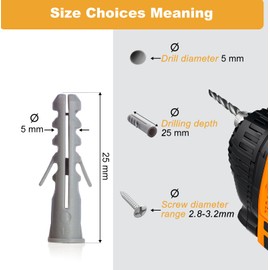 Tiruiya Dowel Set, Expansion Dowels for Mounting in Aerated Concrete, Concrete, Bricks, Stone and Much More, Nail Dowels for Wall Mounting Shelves, Ceilings, Cabinets