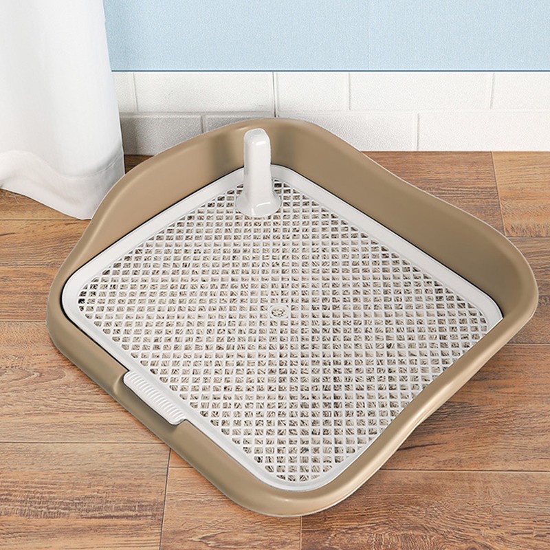 Dog Potty Tray with Raised Fences Removable Mesh Grid Pad