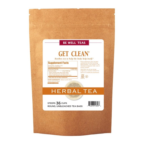 The Republic of Tea Be Well Teas No. 7, Get Clean Herbal Tea For Detoxing, Refill Pack of 36 Tea Bags