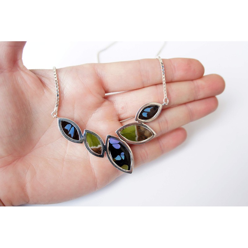 Asana Natural Arts Real Purple Spotted Swallowtail Butterfly Necklace in