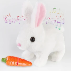 Bunny - My Realistic Bunny Toy,Bunny Realistic Bunny,Easter Basket Stuffer Realistic Bunny Toy,Jumping, Twitching, and Shaking Ears, Easter Stuffed Bunny(White)