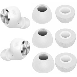 A-Pcas Memory Foam Earbud Tips for Aviot Fully Wireless Earbuds, Fit in the Case, Noise Isolating Fit, S/M/L, 3 Pairs Set, Gray-White (AVIOTFOAMW)