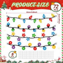 Pasimy 72 Pcs Christmas Bulletin Board Borders Christmas Lights Borders Trim Light Bulb Bulletin Borders Decoration Light Bulb Paper Trim for Xmas School Classroom Winter Xmas Party Decoration