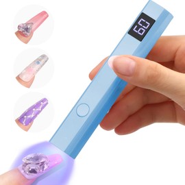 Geerow Nail Light, Handy, Pen Shape, LED & UV Curing Light, Type-C Charging Port, Gel Nail, Resin, Topcoat, Quick Drying, 2-Step Timer, Compatible with Self Nails, Portable Limbs (Blue)