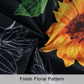 NTBAY Microfiber King (106" x 90") Duvet Cover Set, 3 Pieces (1 Duvet Cover + 2 Pillowcases) Ultra Soft Sunflower Printed Comforter Cover Set with Zipper Closure, Black