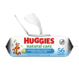 Huggies Natural Care Cucumber, Aloe and Vitamin E Baby Wipes, Hypoallergenic, Scented, 1 Flip-Top Pack (56 Wipes Total), Packaging May Vary