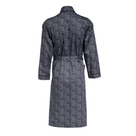 Revise Men’s Elegant Guido Dressing Gown - 100% Cotton - RE-504 - Black with grey pattern, size: 4xl