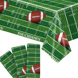 KatchOn, XtraLarge Pack 3 Football Tablecloth - 108x54 Inch, Football Party Decorations | Disposable Football Table Cover for Football Table Decorations | Football Field Tablecloth for Tailgate Party