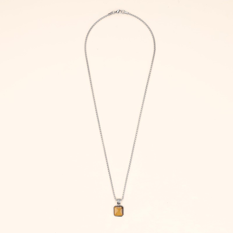 COAI Gift Ideas Men's Box Chain with Square Chain Pendant