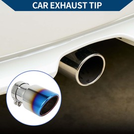 X AUTOHAUX Double Wall Exhaust Tip Clamp Rear Tailpipe Car Clamp on Stainless Steel 2.5" Inlet 3.5" Outlet 6.7" Length 1 Set Silver Tone Blue