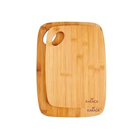 Karaca Karya Bamboo Chopping Board Set, 2 Piece, Kitchen Cutting Board, Wooden Chopping Boards, Board with Handle, Chopping Boards for Kitchen, Practical, Easy Cleaning, Board for Kitchen