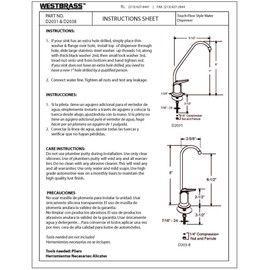 Westbrass D2031-NL-12 8" Touch-Flo Style Pure Cold Water Dispenser Faucet, 1-Pack, Oil Rubbed Bronze
