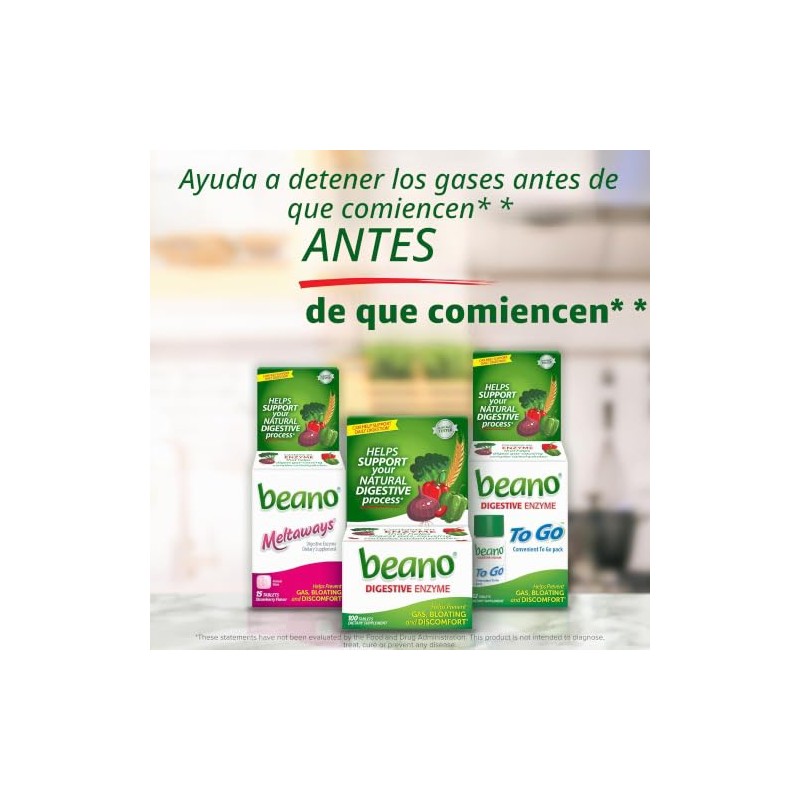 Beano Ultra 800 Prevención Gas Alivio Hinchazón 100 Tabletas