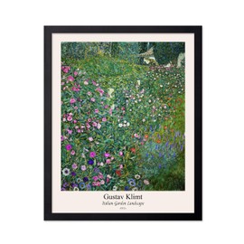 Poster Master Vintage Gustav Klimt Poster - Retro Italian Garden Landscape Print - Art Nouveau - Floral Art - Botanical Art - Classic Painting - Aesthetic Living Room Decor - 11x14 Black Framed