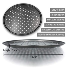 Alices 13 Inch/32CM Nonstick Carbon Steel Pizza Pan, Pizza pans，Pizza Tray Bakeware Perforated Round For Home Kitchen
