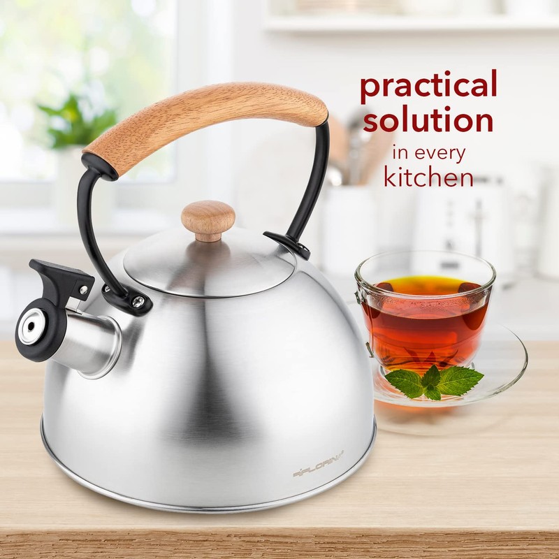 Florina Induction Kettle, Whistling Kettle, Stainless Steel, Silver, 2.3 L,