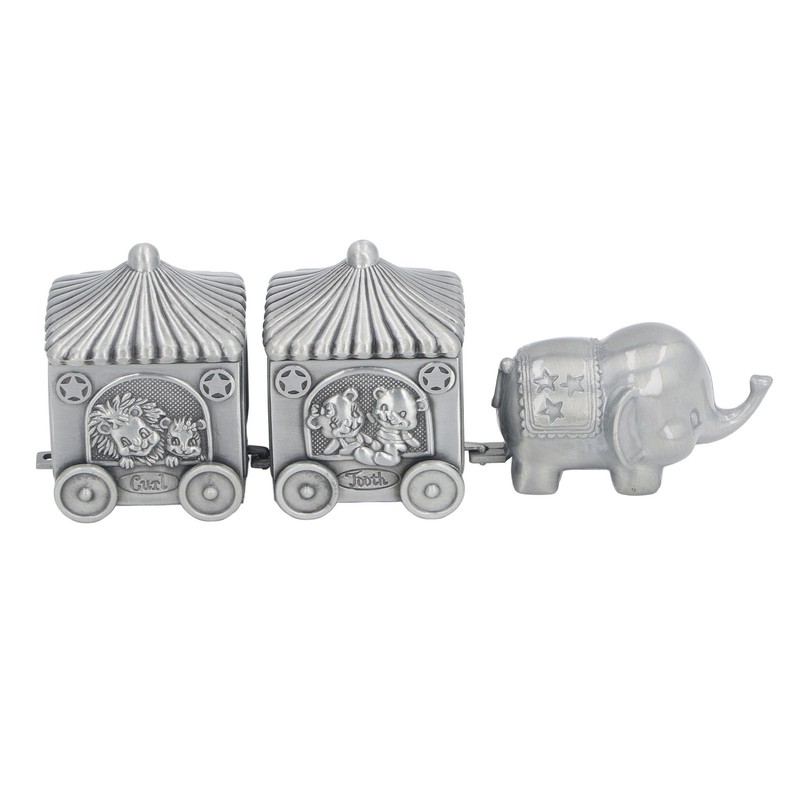 Baby Teeth Organizer Elephant Carriage Keepsake Box Metal Collection Container