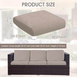 ele ELEOPTION 3Pcs/Set Waterproof Couch Cushion Covers Patio Outdoor Lawn Garden Sectional Sofa Slipcover Washable Cushion Cover (Length 20-27inch, Width 20-27inch) Khaki