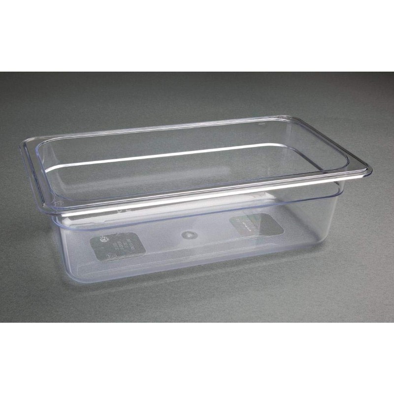 Vogue U233 Polycarbonate 1/3 Gastronorm Container, Clear, 100 mm Length,