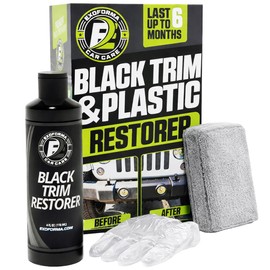 ExoForma Black Trim Restorer - Lasts 6+ Months, Dye Infused Waterproof Plastic Restorer for Cars - Perfect for Faded Bumpers, Trim & Vinyl on Jeeps, Truck Beds, Avalanches & ATVs | 4oz Kit