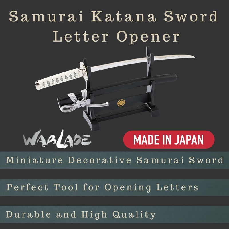 Wablade Japanese Samurai Katana Letter Opener for Desk Display, Decorative