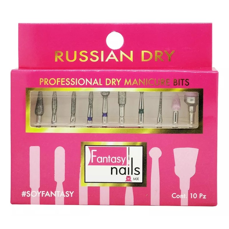 Fantasy Nails Set 10 Pz Puntas Para Drill/pulidora, Manicure Ruso,