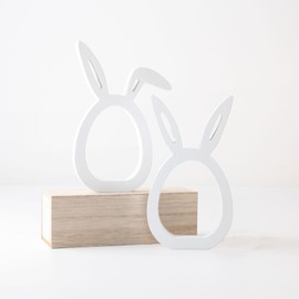 Pack of 2 Easter Bunny, Modern Decoration, Wooden Easter Decoration, White Easter Eggs, Easter Gift, Table Decoration, Easter