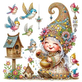 MVVMTOP Diamond Art Painting Kit, DIY Elf and Bird 5D Special Shape Crystal Diamond Partial Diamond Art Painting Mosaic Making Craft, Suitable for Home Wall Decor Art Gift