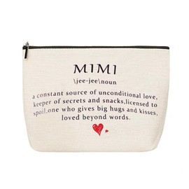 Mimi Definition Makeup Bag for Gigi Retirement Birthday Gifts for Grandmother Grandma Cosmetic Bag with Zipper Pouch Bags Travel Organizer Toiletry Bags for Mimi Appreciation Christmas Gift