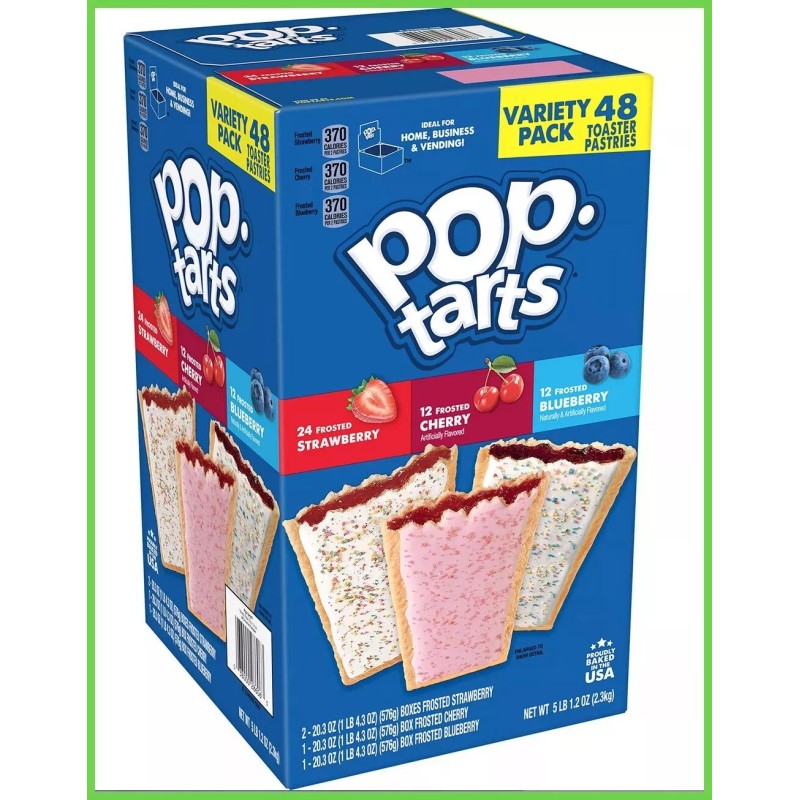 Pop-Tarts Variety Pack, Strawberry, Cherry, and Blueberry (48 ct) SEALED
