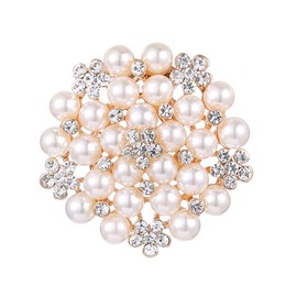 BSLVWG Pearl Rhinestone Brooch Pin for Women Vintage Baroque Round Crystal Pearl Boho Brooches Lapel Pins Xmas Festival Jewellery Gift Daily Jewellery Scarves Scarf Clip Dress Hat Accessories, Metal,