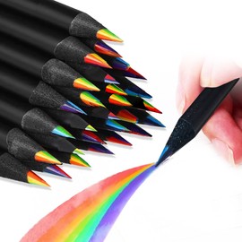 Rimikuru Colorful Colored Pencils Set, 7 Color Leads, B, Multicolored Pencils, Rainbow Pencils, 7 Colors, Rainbow, Cute (Set of 24)