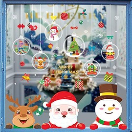 Yitla Christmas Decorations Sale Clearance,7 Sheets Pieces Christmas Window Stickers Double Side Pattern, Christmas Window Clings For Christmas Window Display
