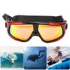 Adult Large Frame Waterproof Antifog Swimming Goggles Electroplate Plain Glass