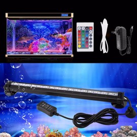 Fish Tank Bubble Light IP68 Acuario a prueba de agua Luz sumergible Lámpara LED subacuática Barra de luces que cambian de color con control remoto de 24 teclas (31 cm)