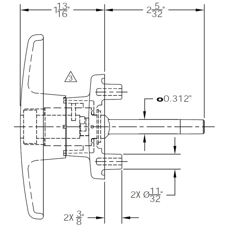 T-Handle for ARE Pickup Truck Camper Shell Door with 2