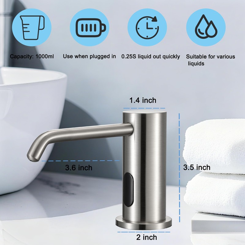 Automatic Soap Dispenser Touchless for Kitchen Bathroom Sink Built in