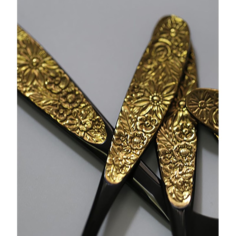 TWEE Black Gold Silverware Set for 4 Unique 18/10 Stainless
