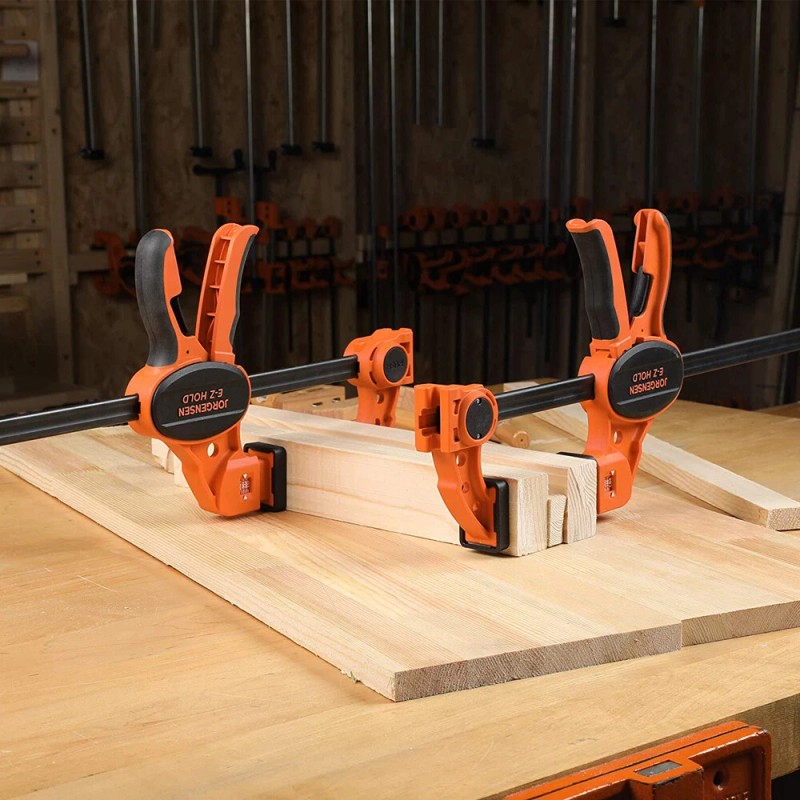 Jorgensen Bar Clamps For Woodworking, 12" 2-Pack One-Handed Clamps/Spreade