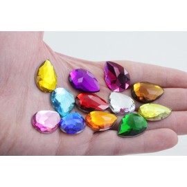 Allstarco 25x18mm Pink Fuchsia H108 Flat Back Teardrop Acrylic Rhinestones Plastic Gems for Jewelry Making Costume Jewels Cosplay Card Making Embelishments Decor Crafts 20 Pieces