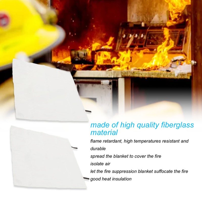 2pcs Emergency Fire Blanket Fiberglass Good Insulation Easy to Use